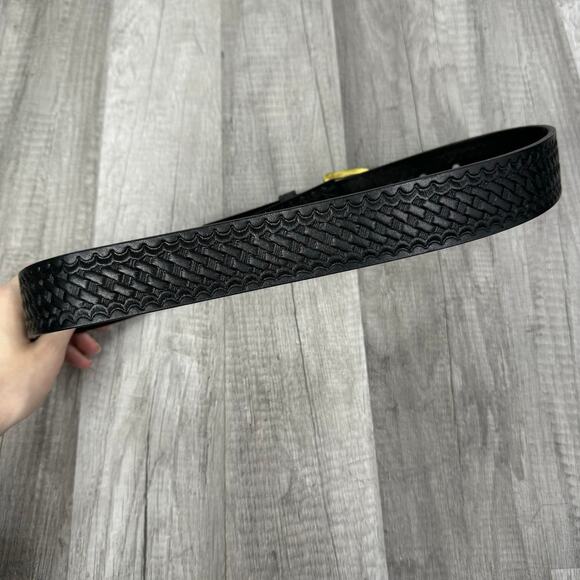 Boston Leather Classic Black Leather Belt Removable Buckle Size 34 - Picture 7 of 9